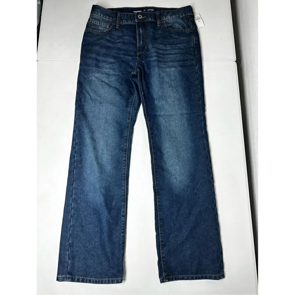 NWT Old Navy Boys Jeans Size 14 Regular Mid Rise Straight Classic Denim Blue